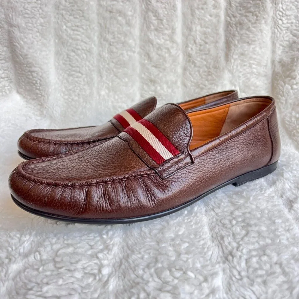 Bally Men’s Crockett leather loafers,dark brown, Size 13D